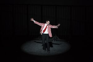 Gilberto performs his rendition of Rose's Turn from Gypsy during a Penn Glee Club Show (2014) Photo Credit: Christian Hopkins